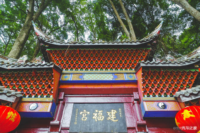 旅游博主在青城山学猴哥打卡